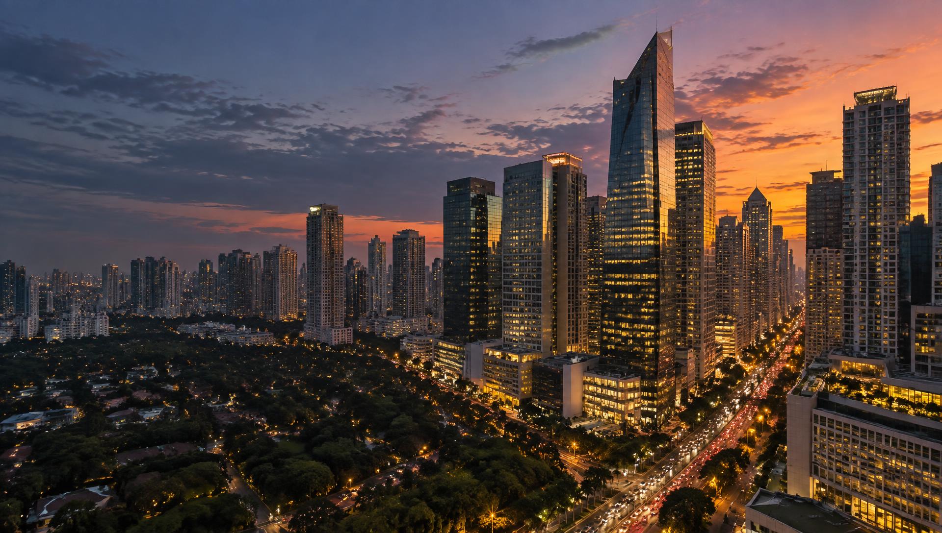 Makati financial district skyline in Metro Manila, Philippines